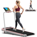 WELLFIT 3 in 1 Foldable Walking Pad, Under Desk Treadmill with APP, Portable Pink Treadmills for Home, Walking Pad Treadmill with Safety Handle Bar, 140 KG Capacity, Console and Mute Remote Control