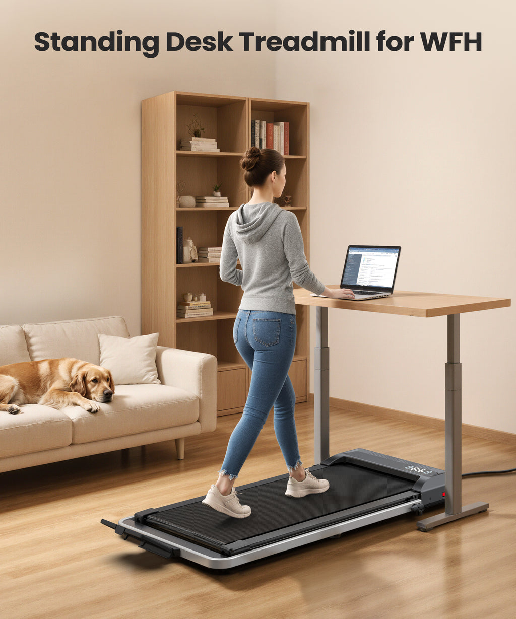 WELLFIT Walking Pad with Handle Bar, 10% Incline Treadmill for Home 320lbs Weight Capacity, Foldable Small Treadmill for Small Space, 3.0HP 0.6-6.2MPH 36"x16" Running Area, Easy to Move, Upright Place