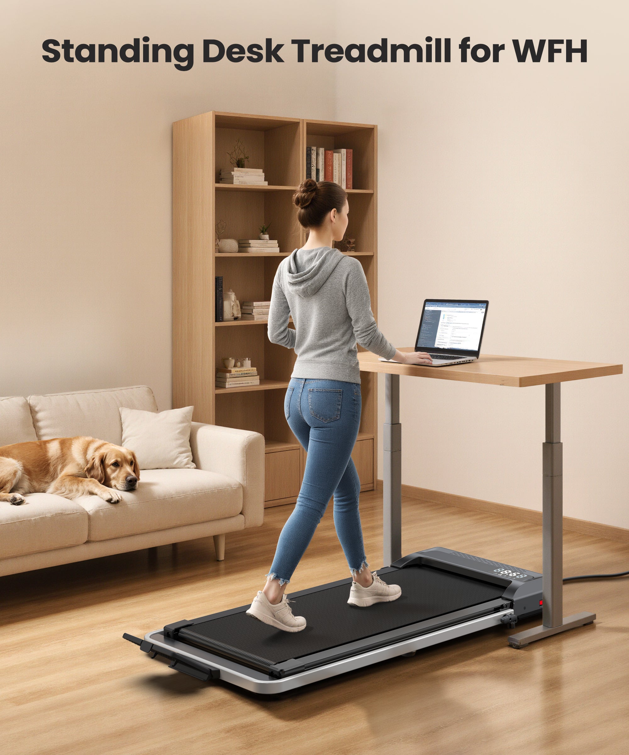 WELLFIT Walking Pad with Handle Bar, 10% Incline Treadmill for Home 320lbs Weight Capacity, Foldable Small Treadmill for Small Space, 3.0HP 0.6-6.2MPH 36"x16" Running Area, Easy to Move, Upright Place