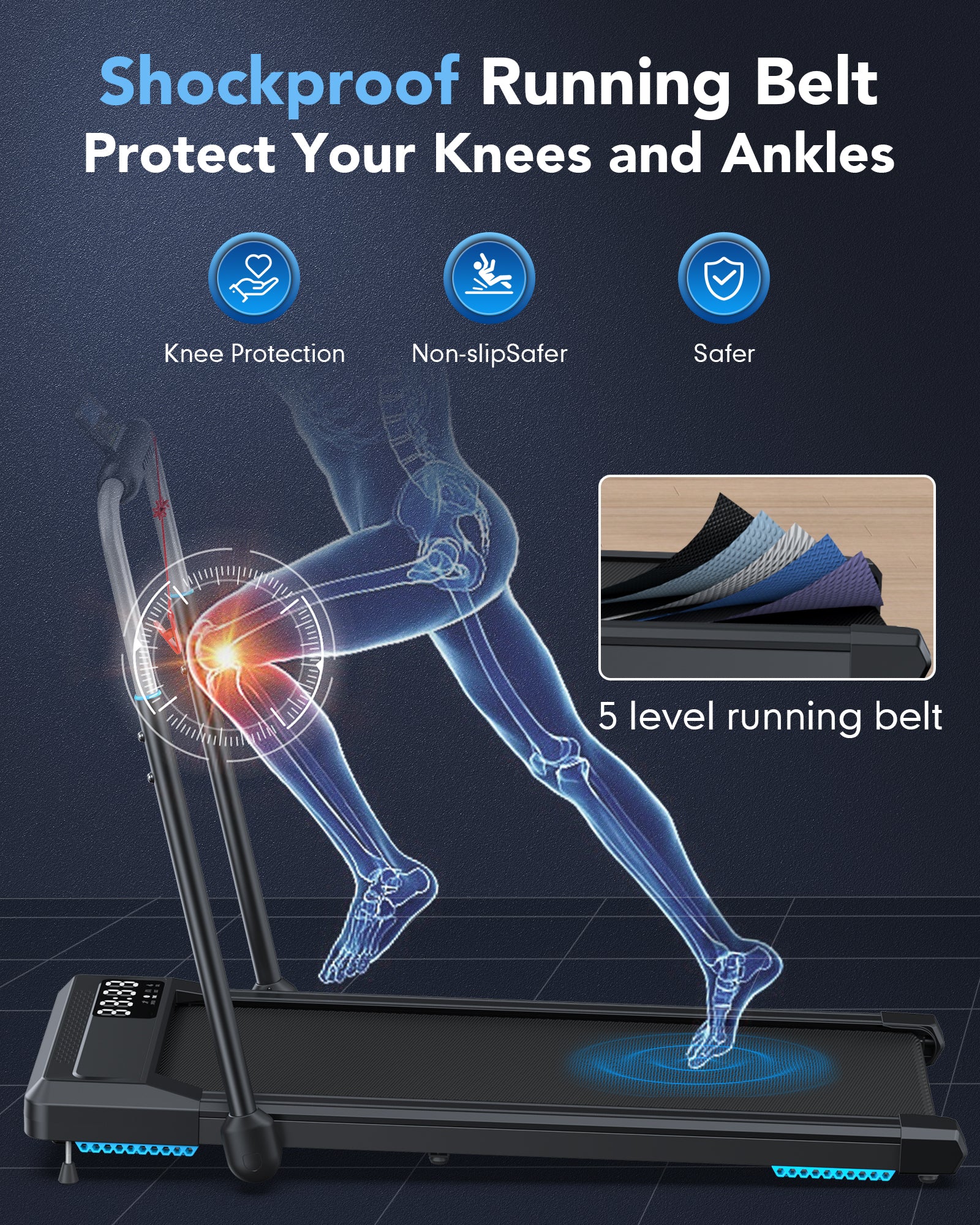 WELLFIT Folding Treadmills 10% Incline, 360lbs Capacity Under Desk Walking Pad, Treadmill for Home Office with Handle Bar, 4 in 1 Smart Treadmill Work with KINOMAP No Assembly Easy Move Upright Place