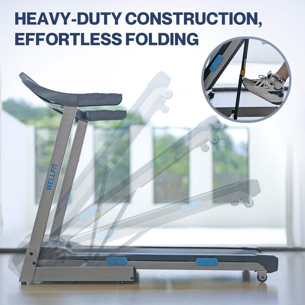 WELLFIT Home Treadmill with 15% Auto Incline,4.0HP Foldable Treadmill with 400LBS Weight Capacity, 1.0-8.7MPH, 18 * 43" Large Running Belt, 45dB Motorized Treadmill Cardio Training, 95% Pre-Installed