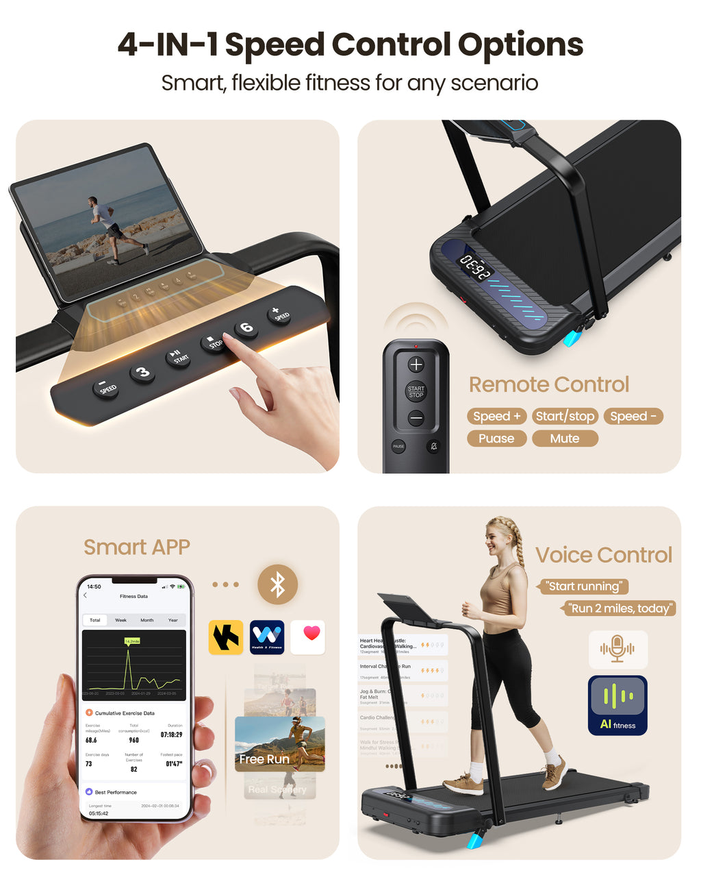 WELLFIT Incline Walking Pads with Handle Bar for Home Office Apartment, Small Under Desk Treadmills with Hiking Climbing Mode for Efficient Fat-Burn, Works for APPs/Mute Remote, 320 LBS Capacity
