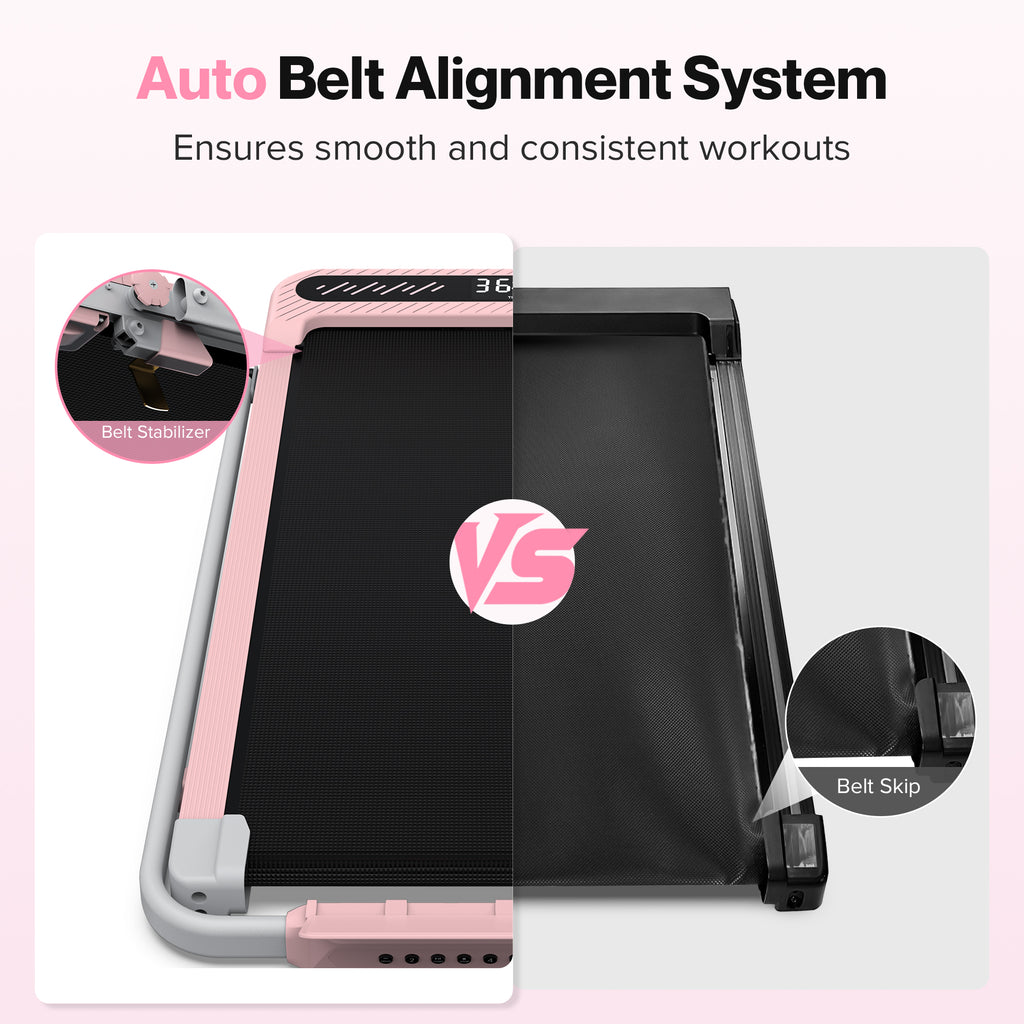 WELLFIT 3 in 1 Foldable Walking Pad, Under Desk Treadmill with APP, Portable Pink Treadmills for Home, Walking Pad Treadmill with Safety Handle Bar, 140 KG Capacity, Console and Mute Remote Control