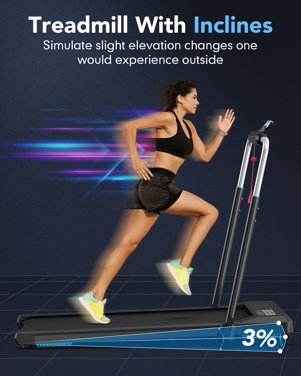 WELLFIT Folding Treadmills with 10% Incline, Under Desk Walking Pad 350+ LBS Weight Capacity, Portable Treadmill for Home Office with Handle Bar, 3 in 1 Smart Treadmill Work with KINOMAP No Assembly