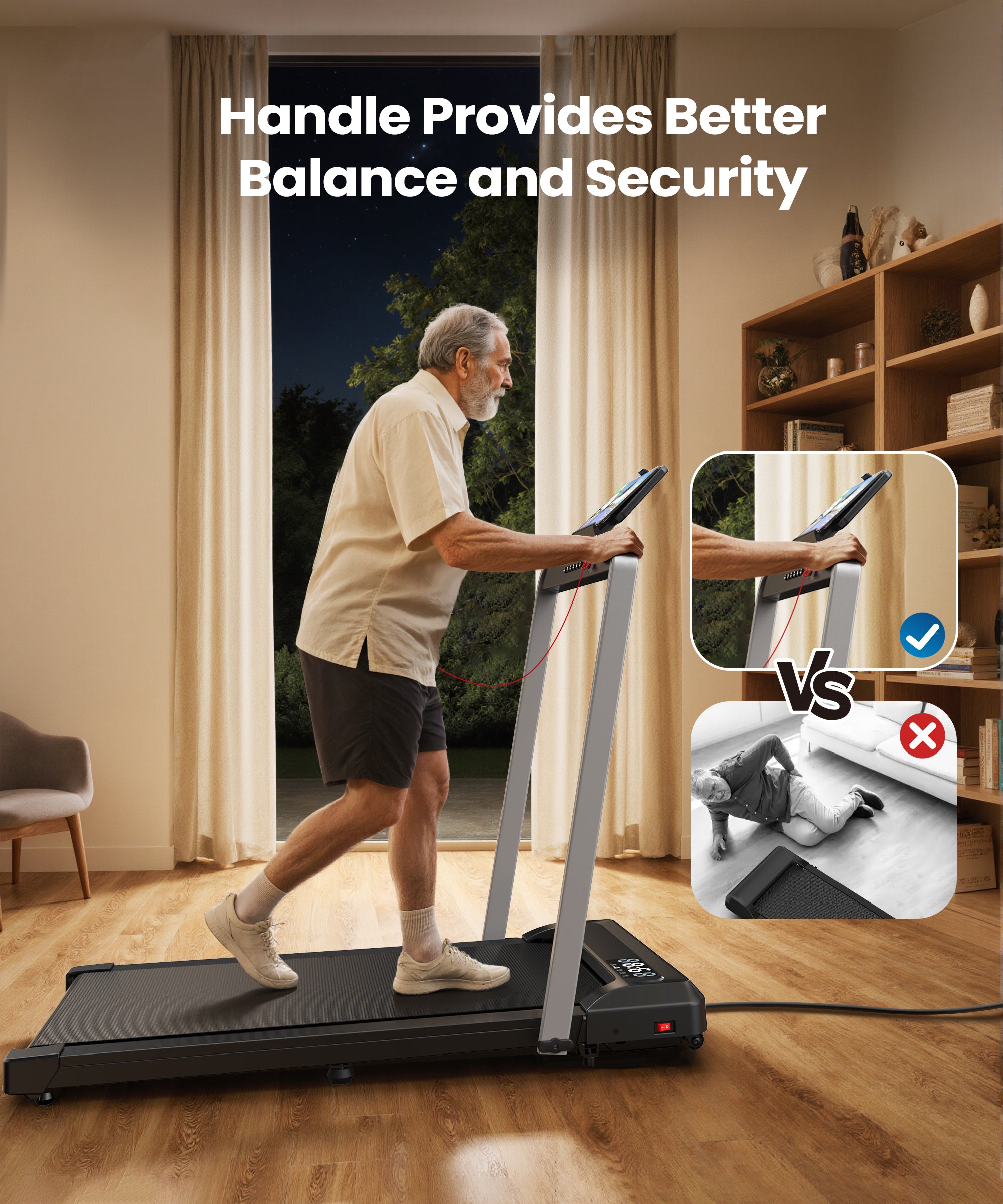 WELLFIT Walking Pad with Handle Bar, 10% Incline Treadmill for Home 320lbs Weight Capacity, Foldable Small Treadmill for Small Space, 3.0HP 0.6-6.2MPH 36"x16" Running Area, Easy to Move, Upright Place