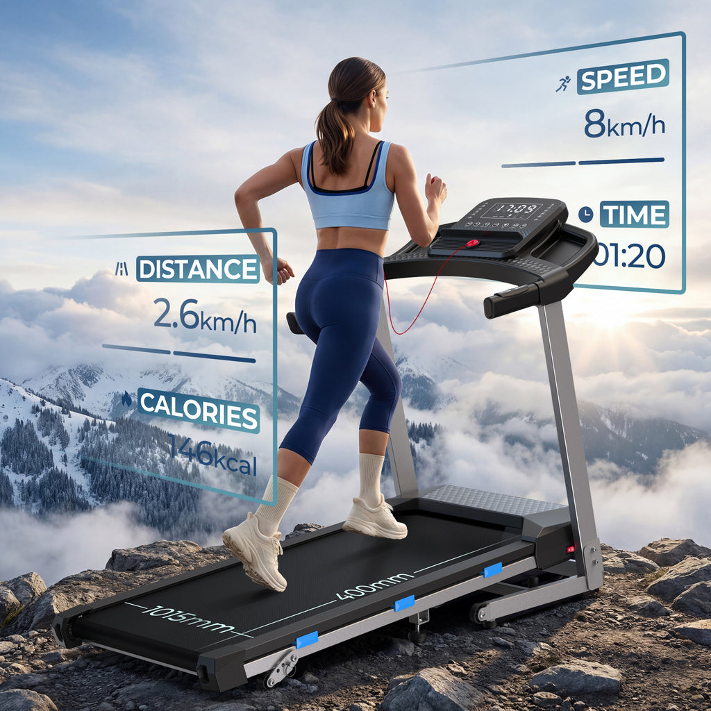 WELLFIT Treadmills for Home with Incline & Led Screen, 2-12 KM/H Foldable Treadmill with Handle Bar Up to 160KG Capacity, 3.5HP Quiet Walking Pad Treadmill