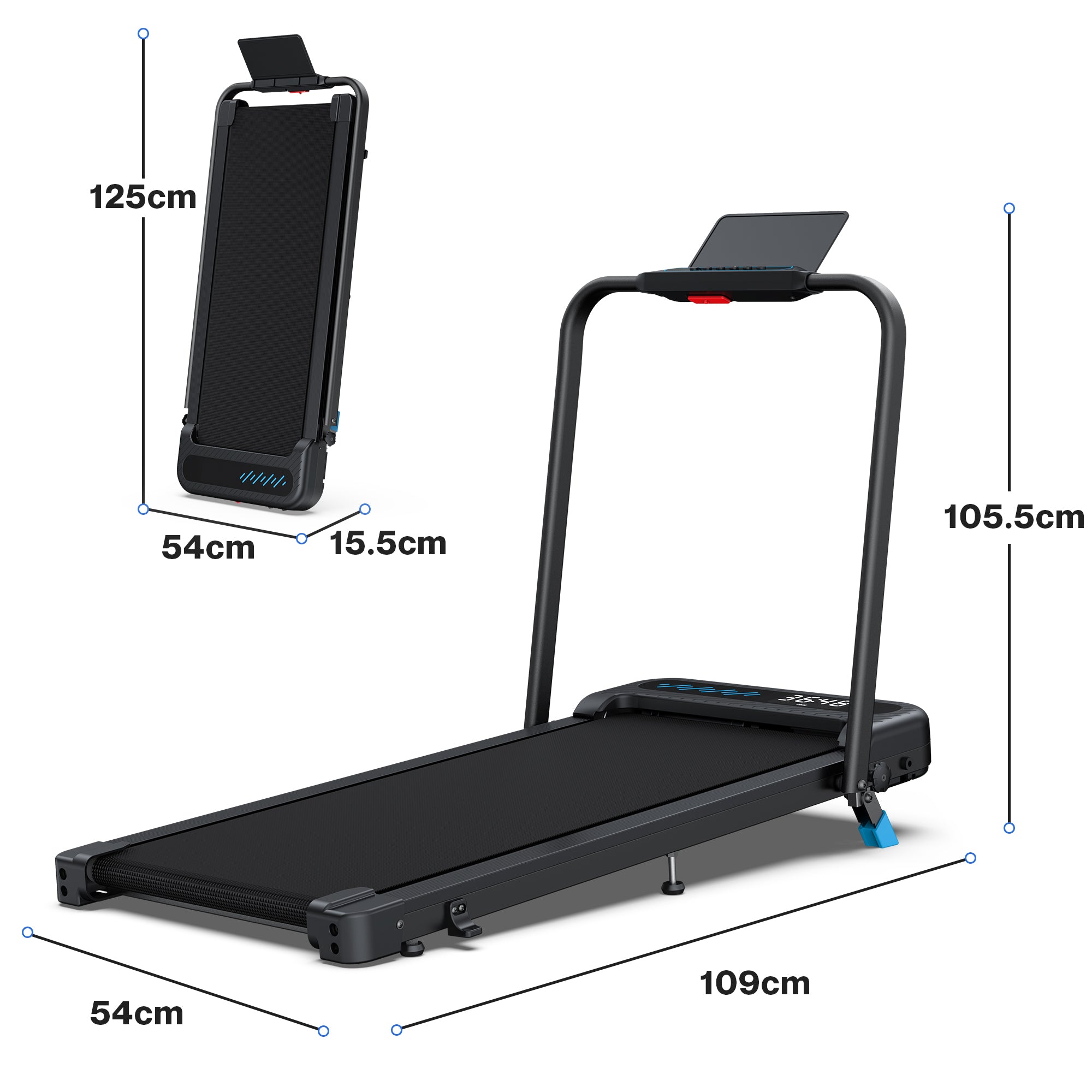 WELLFIT Walking Pad Treadmill with Incline, Foldable Treadmill for Home, Compact Under Desk Treadmill for Home Office, Quiet Running Machine for Exercise