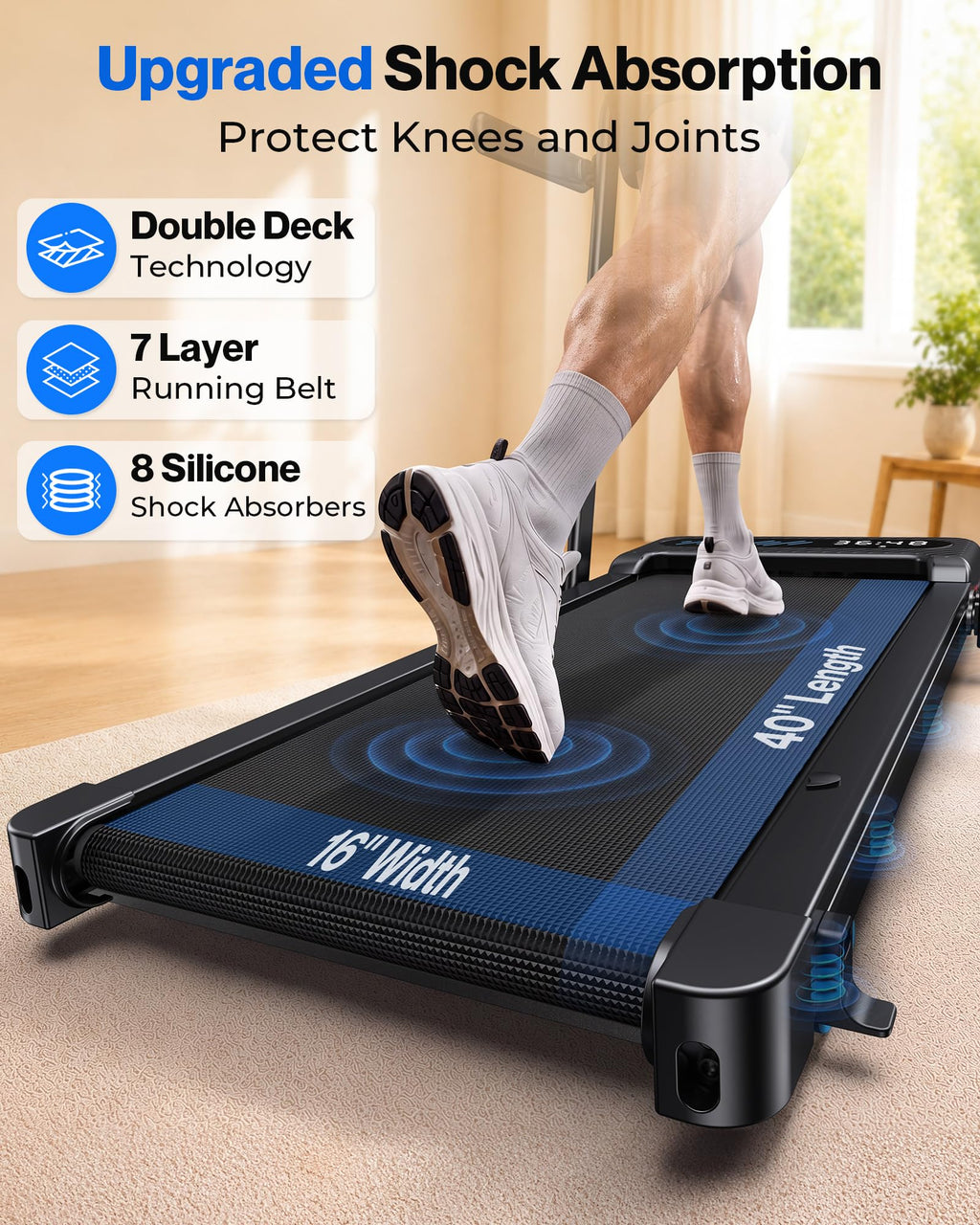 WELLFIT Walking Pad with 12% Auto Incline & Handle Bar, Foldable Treadmill, 375+ LBS Capacity, 40" x 16" Wide Belt, Max 7.6 MPH, 3.5HP Quiet Under Desk Treadmills for Home Office with APP, Remote & LED
