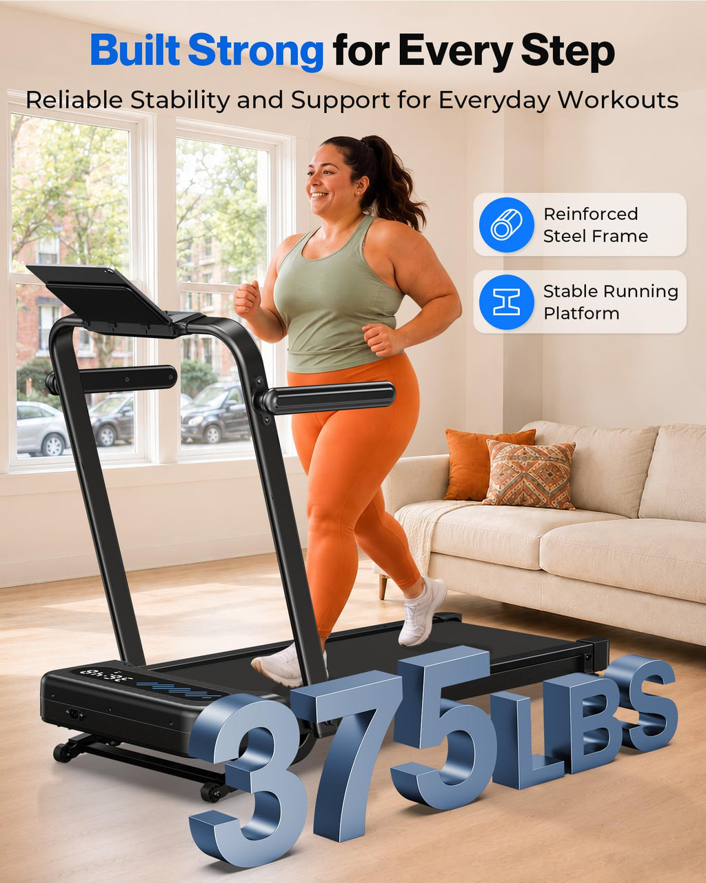 WELLFIT Walking Pad with 12% Auto Incline & Handle Bar, Foldable Treadmill, 375+ LBS Capacity, 40" x 16" Wide Belt, Max 7.6 MPH, 3.5HP Quiet Under Desk Treadmills for Home Office with APP, Remote & LED
