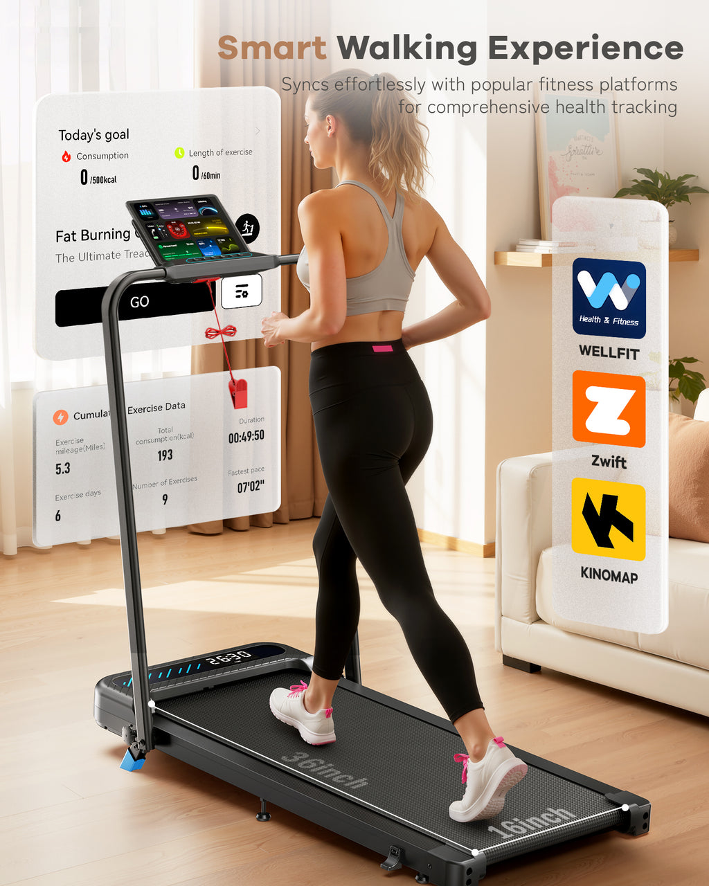 WELLFIT Auto Incline Folding Treadmill - 10% Incline Desk Walking Pad Treadmill with Handlebar, 400 lbs Heavy-Duty Capacity, Space-Saving Quiet Under-Desk Design for Home Office, Seniors & Fitness