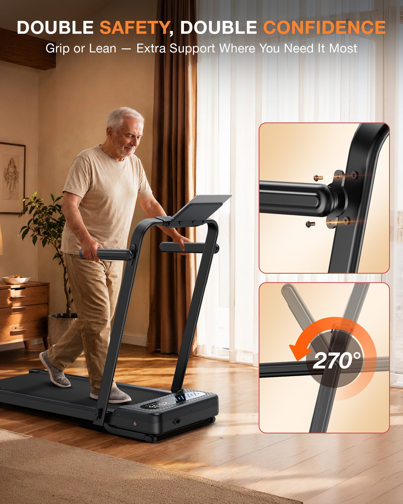 WELLFIT 12% Auto Incline Walking Pad with Handle Bar, Folding Treadmill | 375lbs Capacity, 40''x16'' Wide Belt, Voice Control, Portable Treadmills for Home Small, Seniors & Apartments, Gift for Men