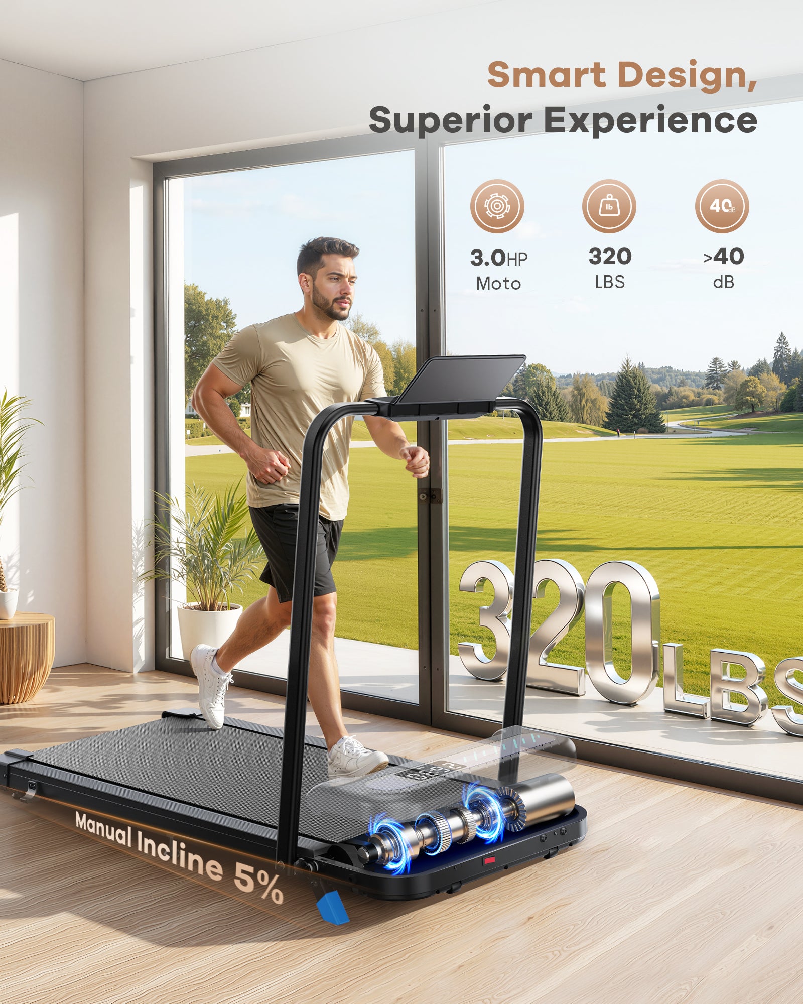 WELLFIT Auto Incline Folding Treadmill - 10% Incline Desk Walking Pad Treadmill with Handlebar, 400 lbs Heavy-Duty Capacity, Space-Saving Quiet Under-Desk Design for Home Office, Seniors & Fitness