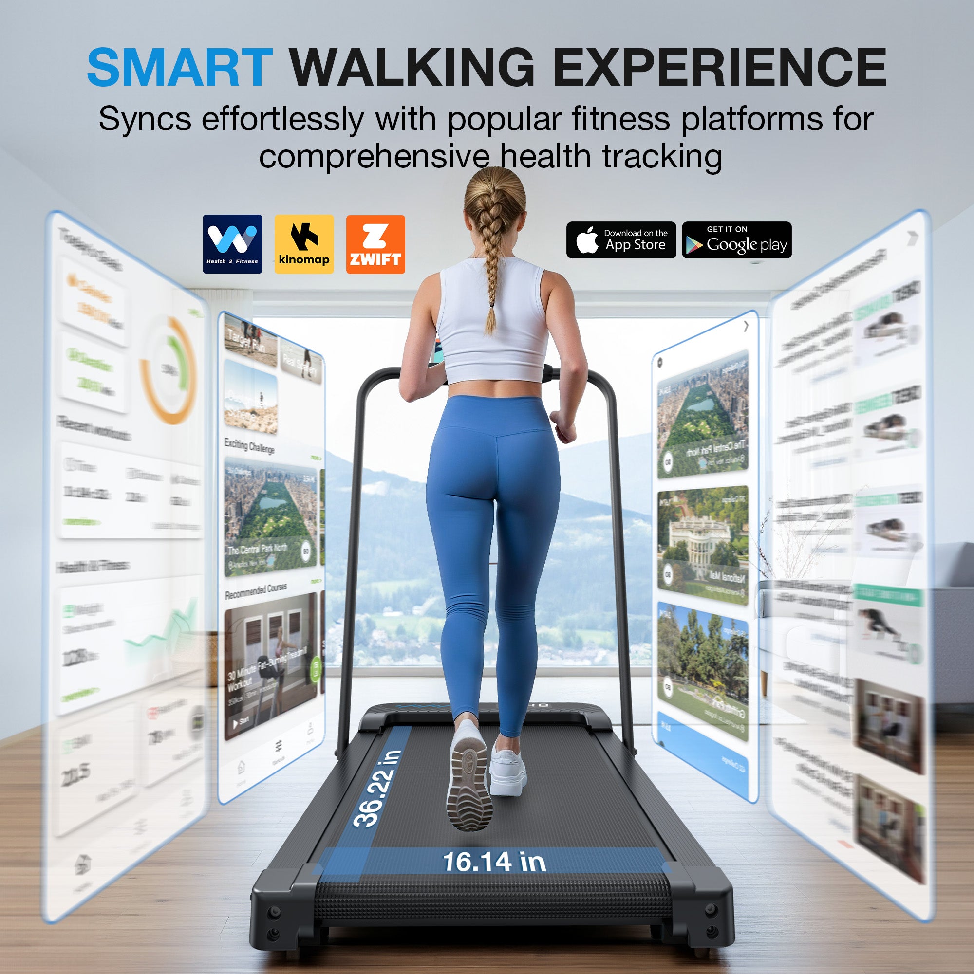 WELLFIT Folding Treadmill with Incline,320+ lbs Capacity Portable Treadmills with Handlebar, Under Desk Treadmill for Home Office,Low Noise Walking Pad with Smart Voice Control for Jogging Running