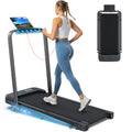 WELLFIT Folding Treadmill with Incline,320+ lbs Capacity Portable Treadmills with Handlebar, Under Desk Treadmill for Home Office,Low Noise Walking Pad with Smart Voice Control for Jogging Running